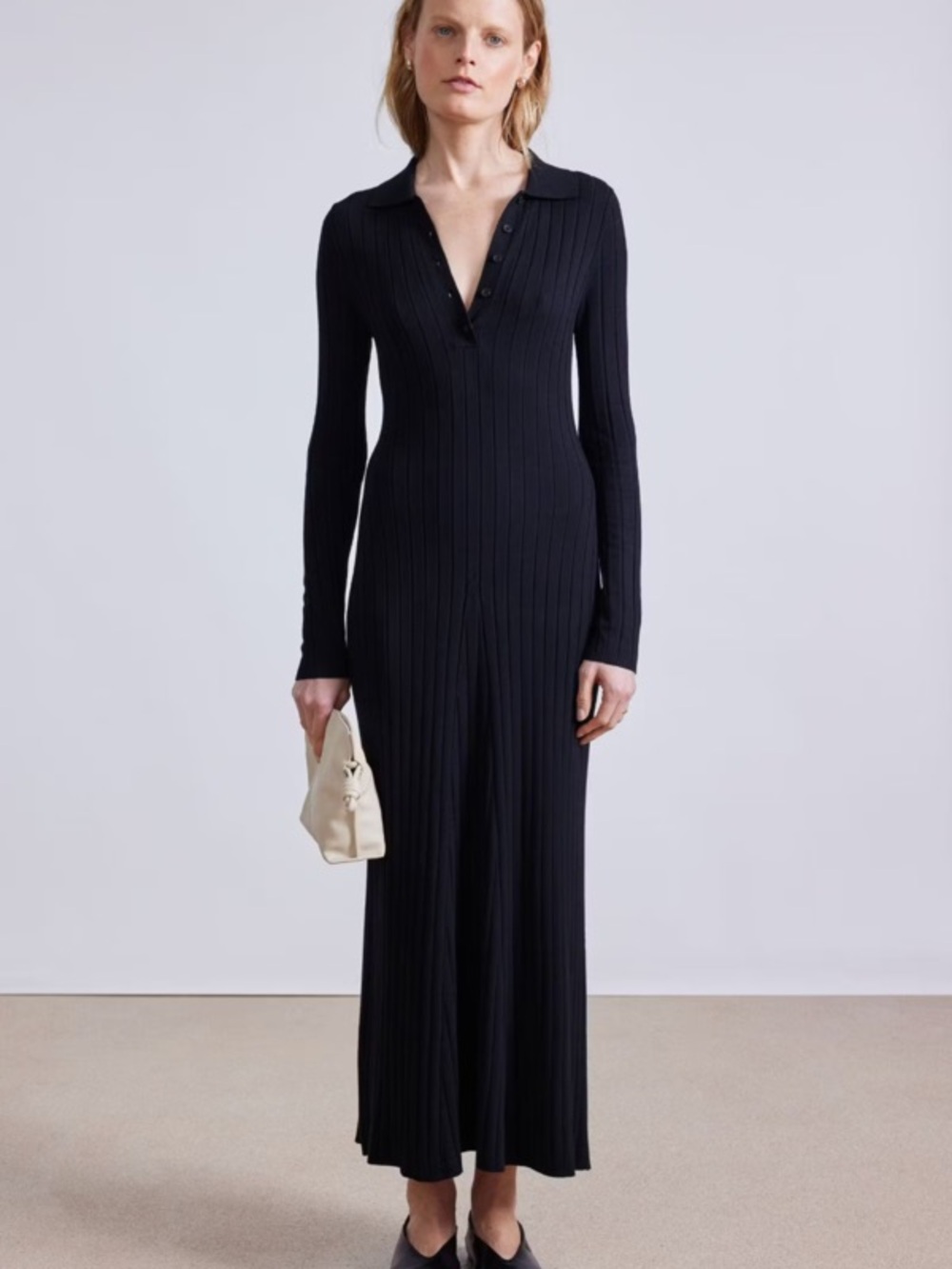 APIECE APART HANLY FINE KNIT DRESS - BLACK - XS